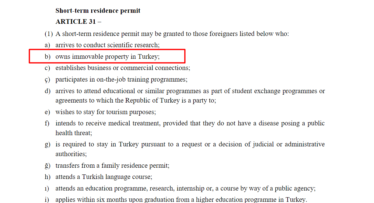 Short-term Residence Permit | ARTICLE 31 – B